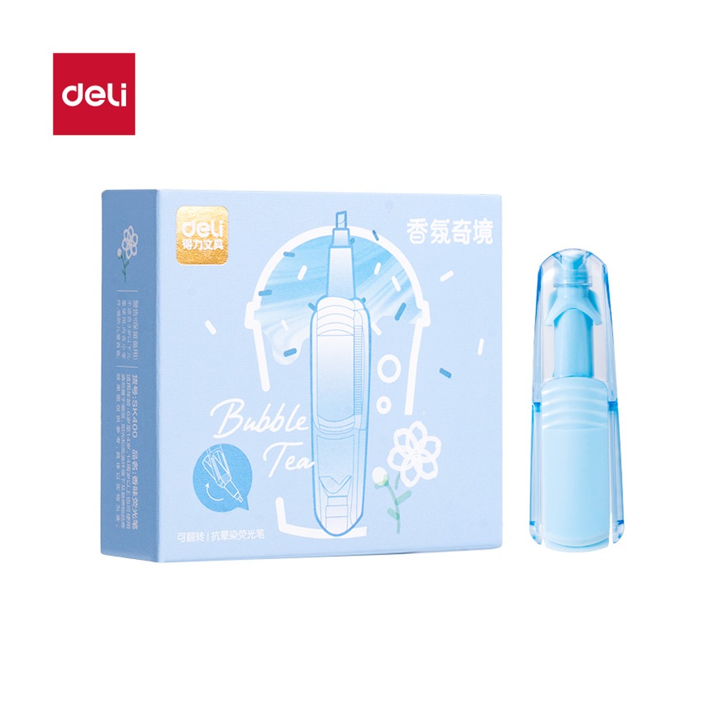 DELI/得力 翻转抗晕染香味荧光笔 SK400 颜色:蓝 单位:支