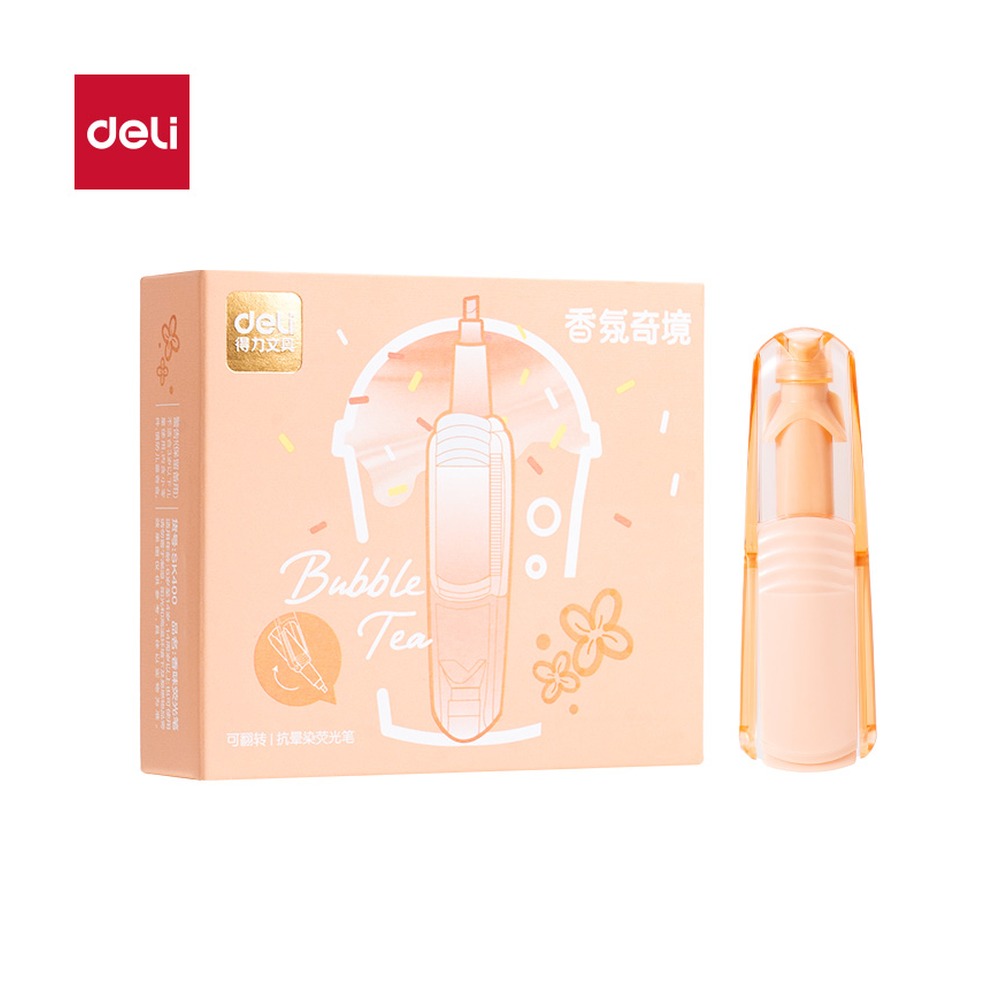 DELI/得力 翻转抗晕染香味荧光笔 SK400 颜色:橙色 单位:支