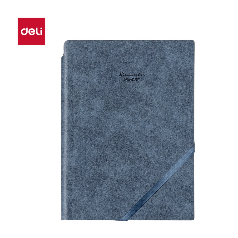 DELI/得力 皮面本 22215 颜色:蓝色；尺寸:207mm*140mm；其他:96张；笔芯规格:207mm/140mm 单位:本