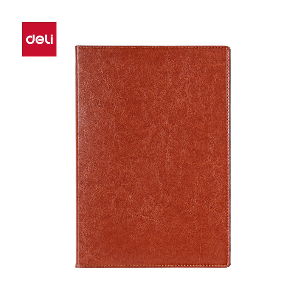 DELI/得力 商务皮面本行距 7900-B 颜色:棕色；尺寸:10mm；纸张规格:80张、10mm行距 单位:本