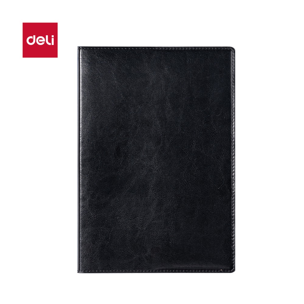 DELI/得力 商务皮面本行距 7901-B 颜色:曜石黑；尺寸:10mm；其他:80张、10mm行距；笔芯规格:10mm 单位:本