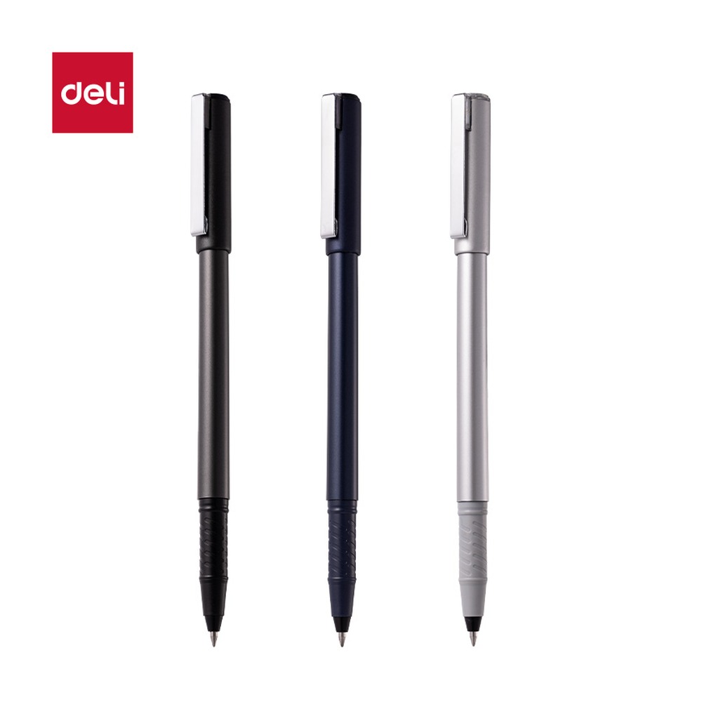 DELI/得力 臻顺滑拔帽常规中性笔 S176 颜色:黑；尺寸:0.5mm；笔芯规格:0.5mm子弹头 单位:支