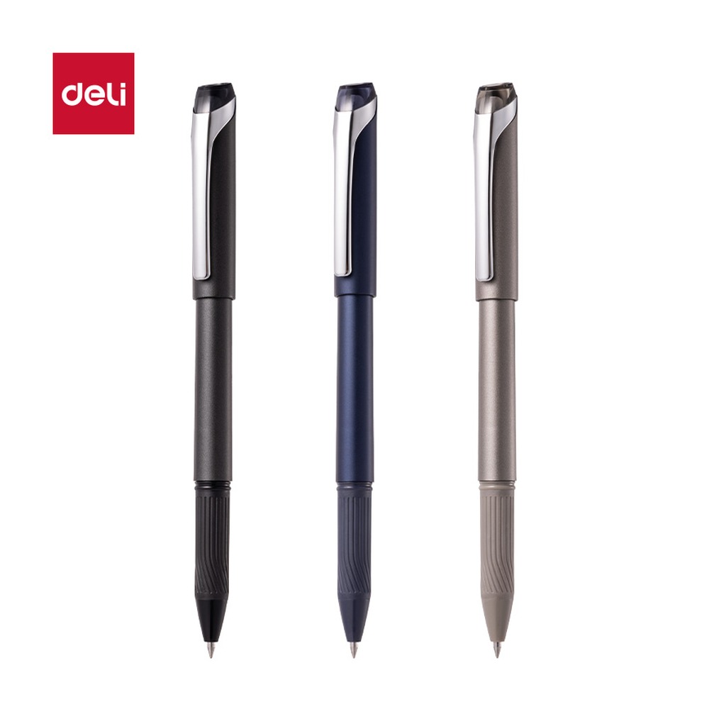 DELI/得力 臻顺滑拔帽常规中性笔 S164 颜色:黑；尺寸:0.5mm；笔芯规格:0.5mm子弹头 单位:支