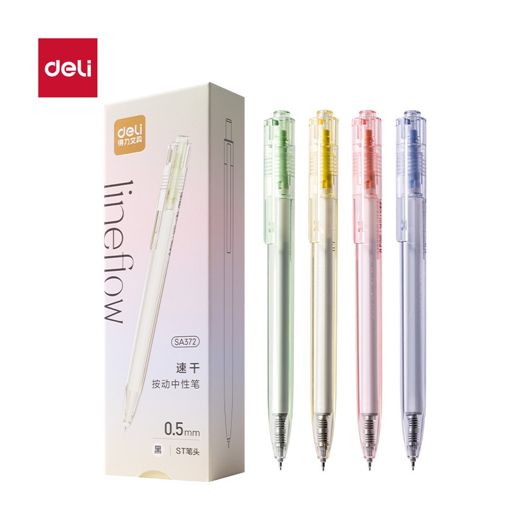 DELI/得力 速干按动常规中性笔 SA372 颜色:黑；尺寸:0.5mm；笔芯规格:0.5mmST头 单位:支