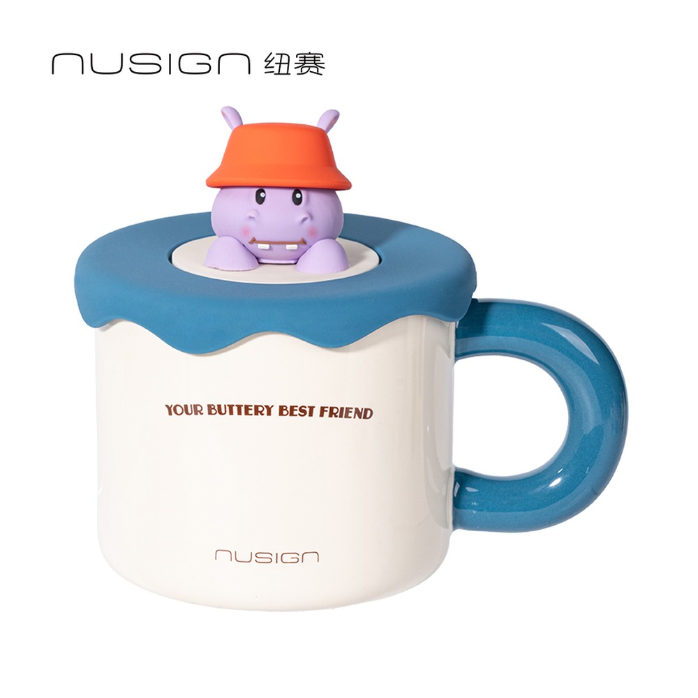 DELI/得力 黄油小熊陶瓷马克杯 NS858-B 颜色:牛仔蓝；尺寸:380m；容量:380mL 单位:个