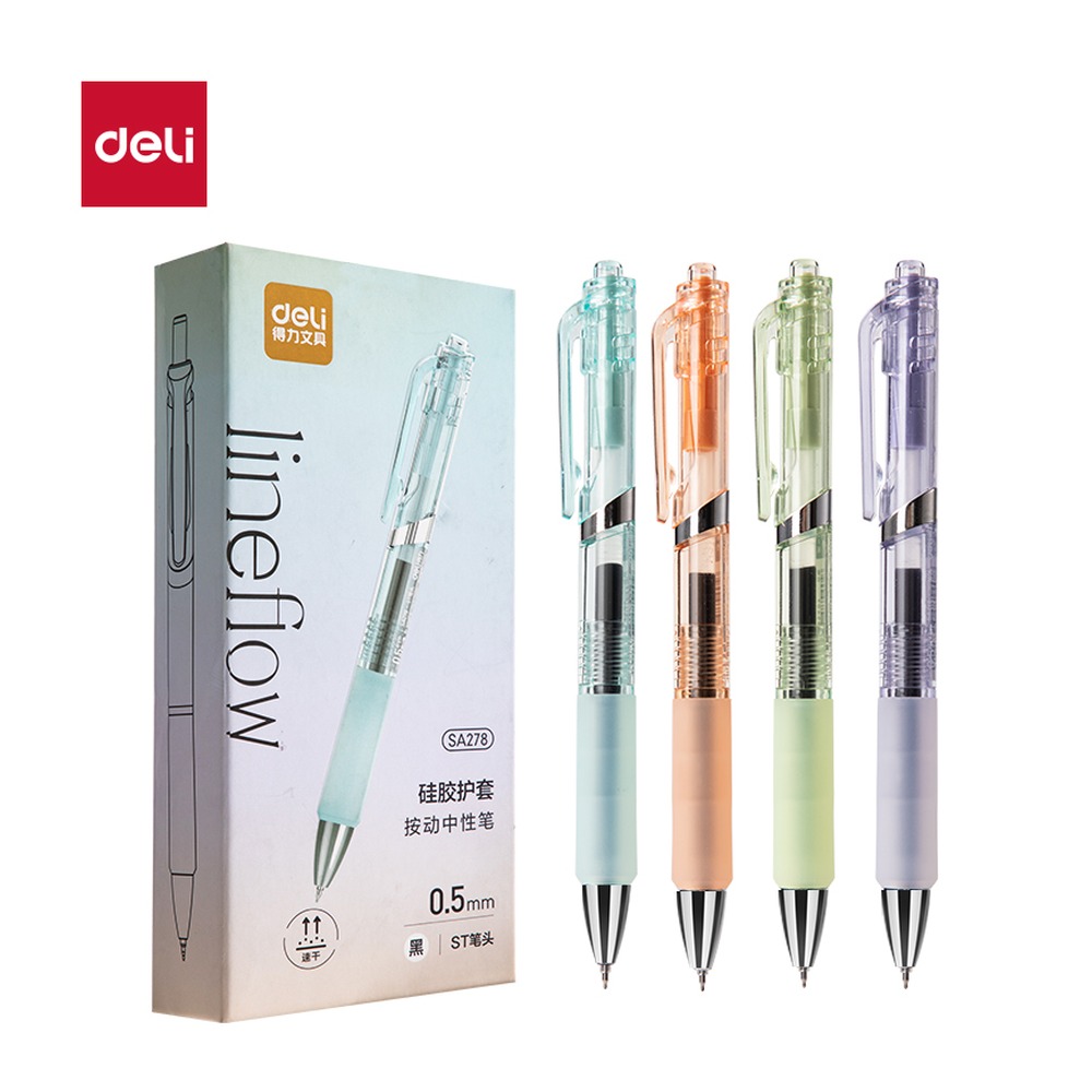 DELI/得力 速干按动常规中性笔 SA278 颜色:黑；尺寸:0.5mm；笔芯规格:0.5mmST头 单位:支
