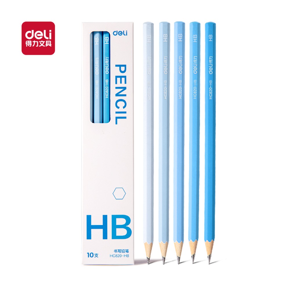 DELI/得力 六角杆渐变书写铅笔HB HC820-HB 颜色:蓝；包装:10支/盒；其他:HB 单位:盒