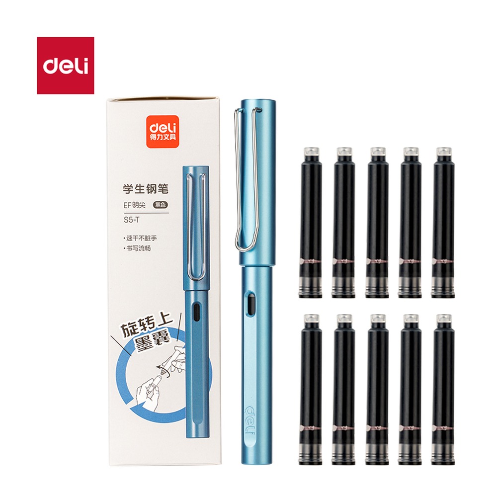 DELI/得力 速干学生钢笔EF明尖 S5-T 颜色:黑 单位:盒