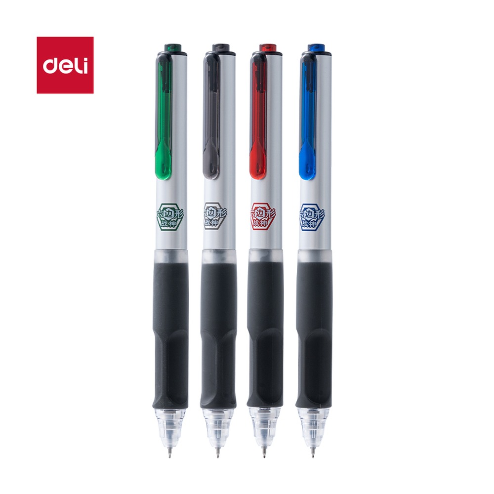 DELI/得力 六边形战神消音中性笔 V360 颜色:黑；尺寸:0.5mm；笔芯规格:0.5mm 单位:支