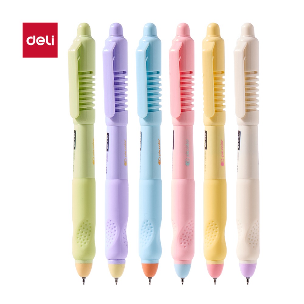 DELI/得力 奇趣撞色速干按动学生中性笔 SA258 颜色:黑；尺寸:0.5mm；笔芯规格:0.5mmST笔头 单位:支