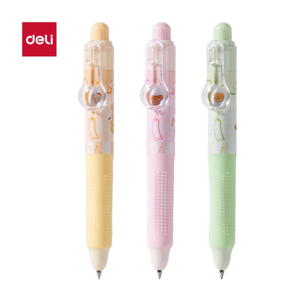 DELI/得力 黄油小熊按动IP中性笔 HY014 颜色:黑；尺寸:0.5mm；笔芯规格:0.5mm子弹头 单位:支