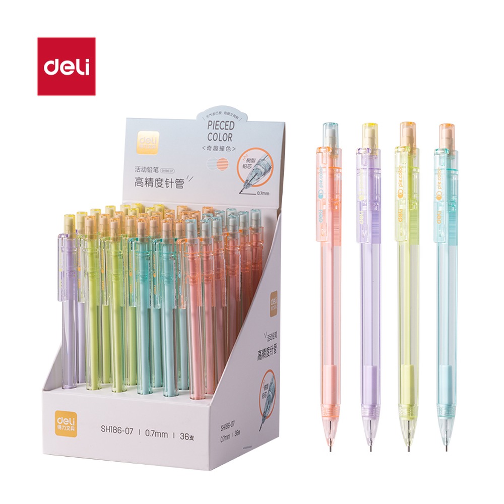 DELI/得力 奇趣撞色塑料活动铅笔 SH186-07 颜色:混；材质:塑料；尺寸:0.7mm；笔芯规格:0.7mm 单位:支