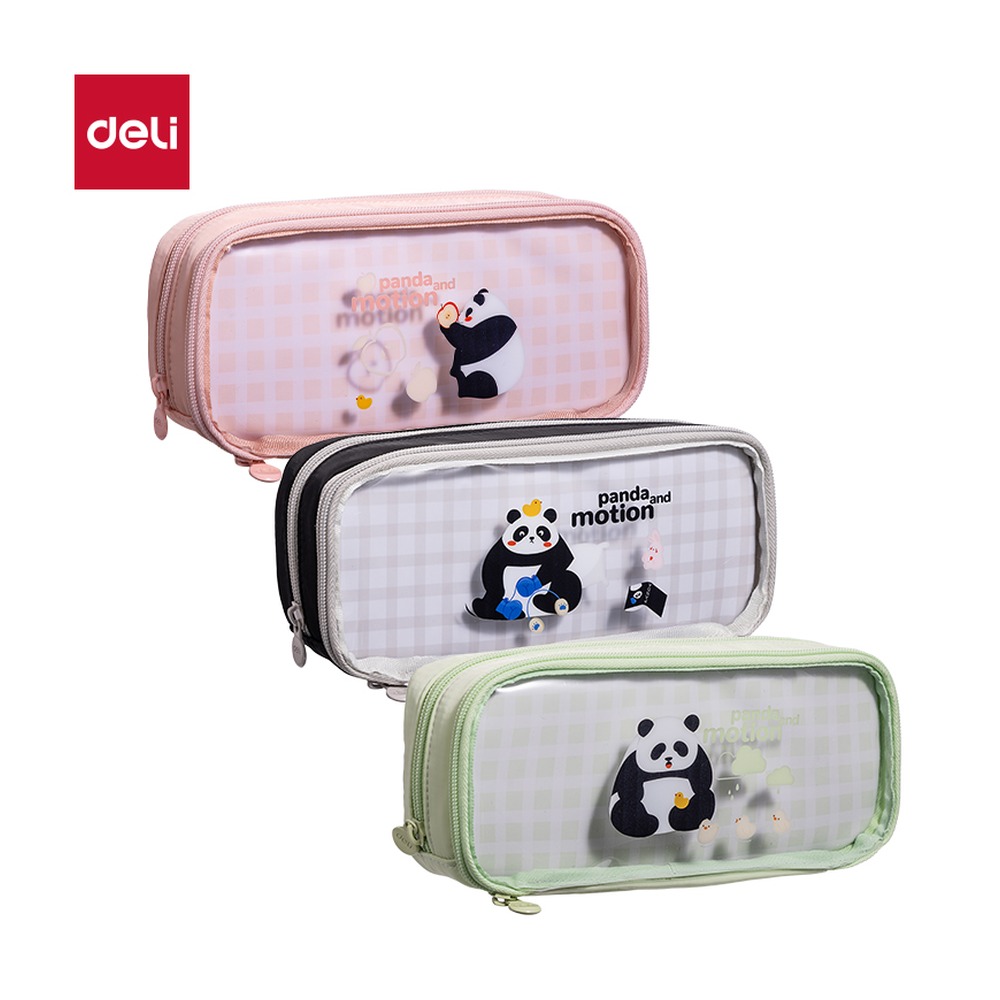 DELI/得力 熊猫系列前袋全开式笔袋 XM753 颜色:混 单位:个
