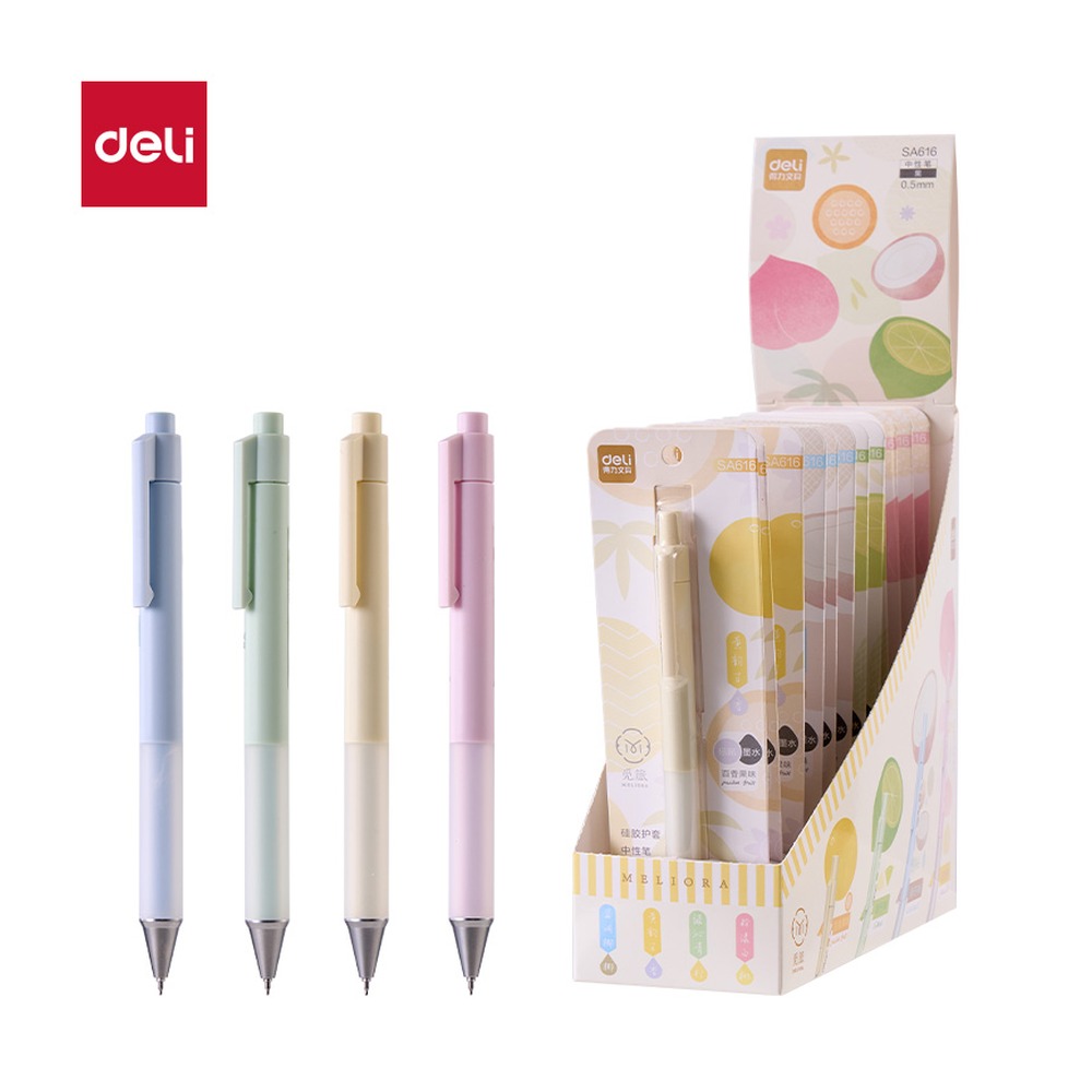 DELI/得力 香味按动中性笔 SA616 颜色:混；尺寸:0.5mm；笔芯规格:0.5mm 单位:支