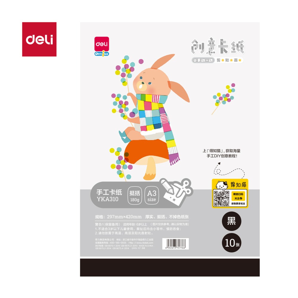 DELI/得力 手绘大师卡纸 YKA310 颜色:黑色；尺寸:A3；纸张规格:A3 单位:袋