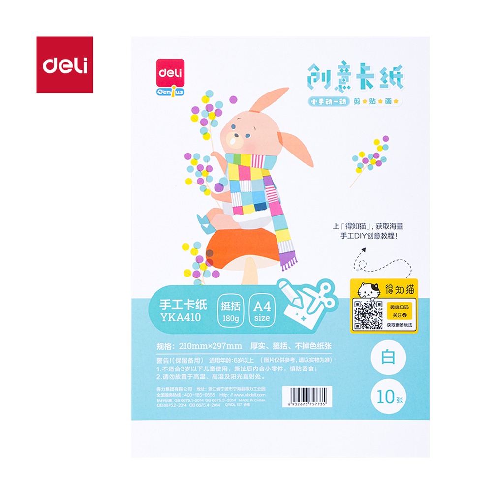 DELI/得力 手绘大师卡纸 YKA410 颜色:白色；尺寸:A4；纸张规格:A4 单位:袋