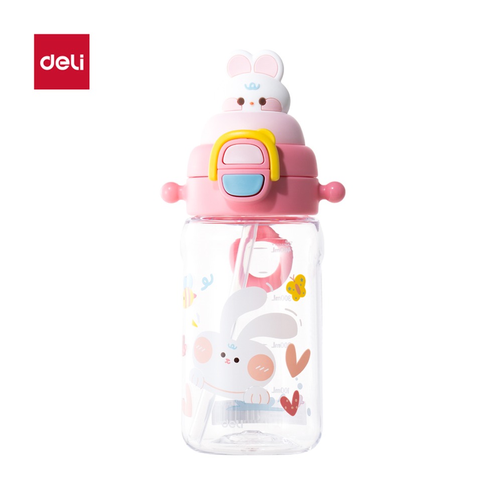 DELI/得力 小兔吸吸杯 LL317 颜色:粉色；尺寸:500m；容量:500mL；包装:1个/盒 单位:个