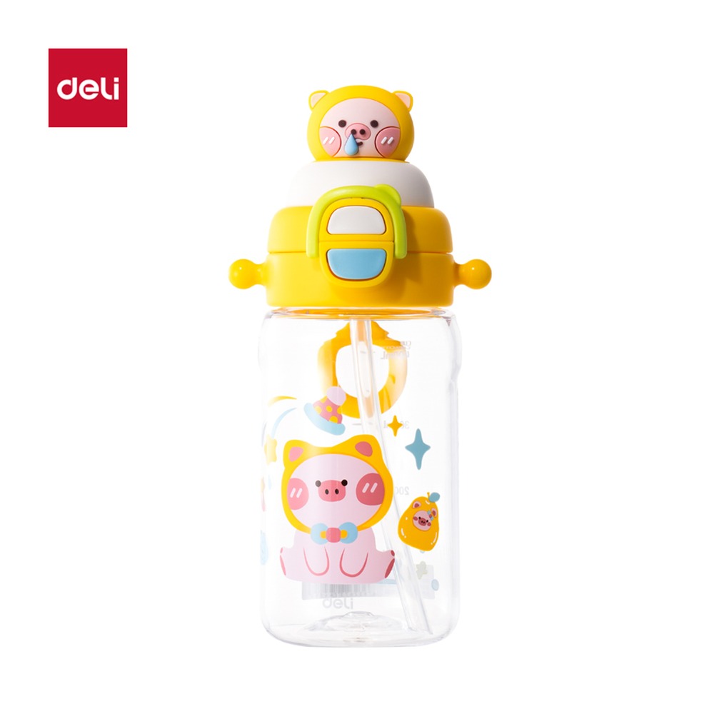 DELI/得力 小猪吸吸杯 LL317 颜色:黄色；尺寸:500m；容量:500mL；包装:1个/盒 单位:个