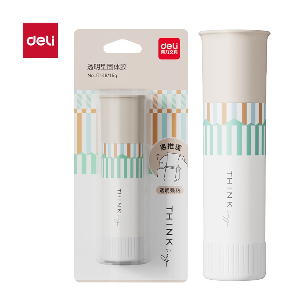 DELI/得力 易推盖系列透明型固体胶ACR JT148 颜色:白；克重:15g 单位:卡