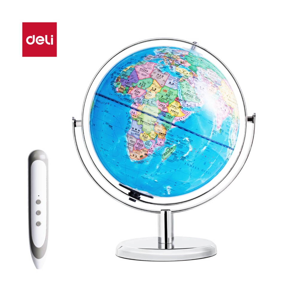 DELI/得力 带灯点读地球仪 LG101 颜色:蓝；材质:金属；尺寸:20cm 单位:台