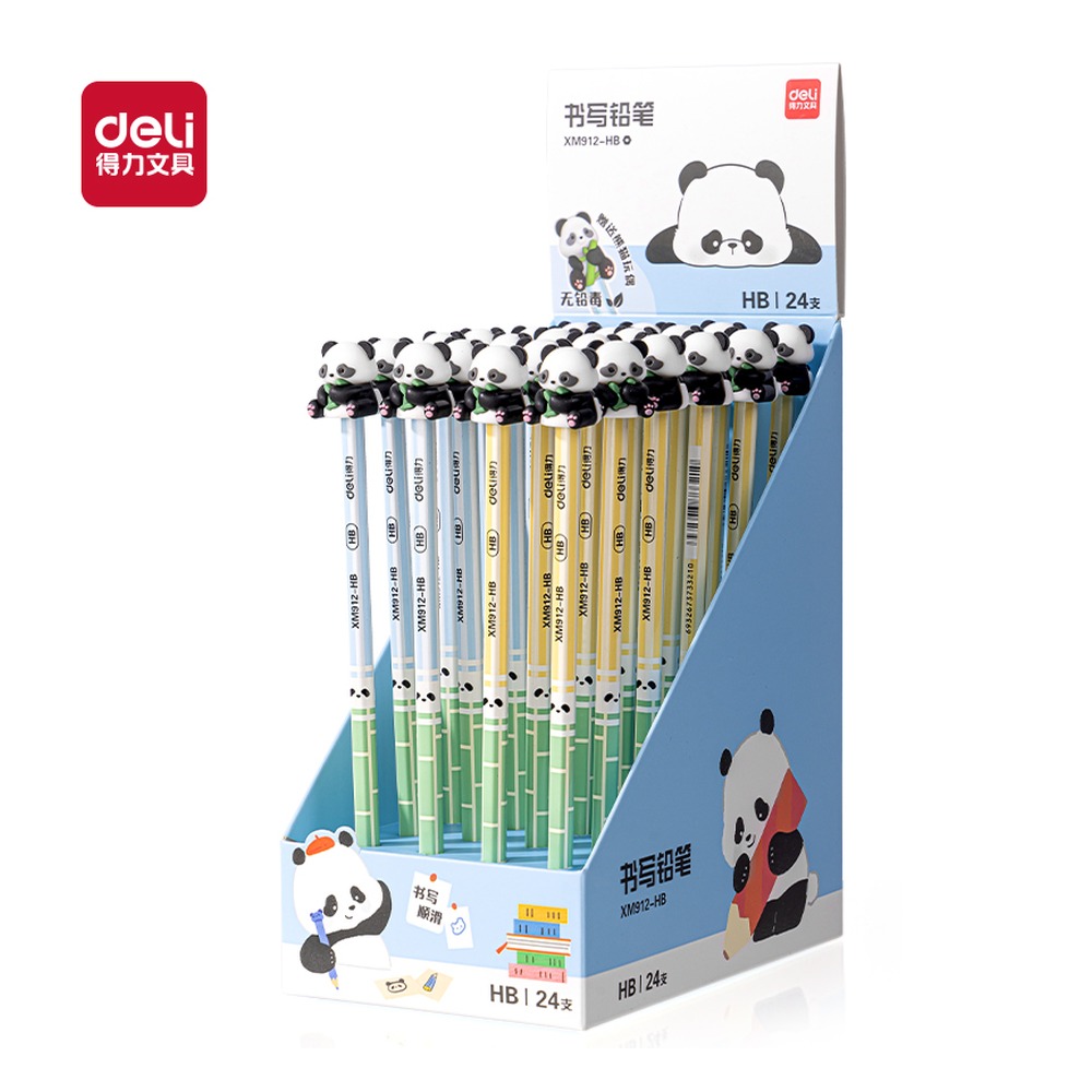 DELI/得力 熊猫护套六角杆书写铅笔HB XM912-HB 颜色:混；其他:HB 单位:支