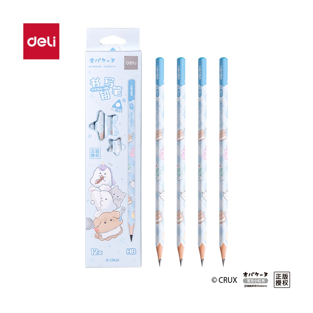 DELI/得力 三角杆书写铅笔HB YY901-HB 颜色:混；包装:12支/盒；其他:HB；结构:三角杆 单位:盒