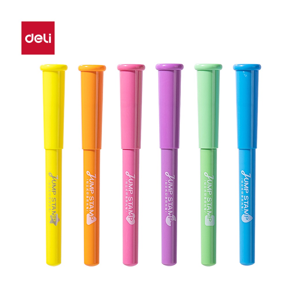 DELI/得力 印印酱抗晕染荧光笔缤纷色系 SK450 颜色:混；包装:6支/盒 单位:盒