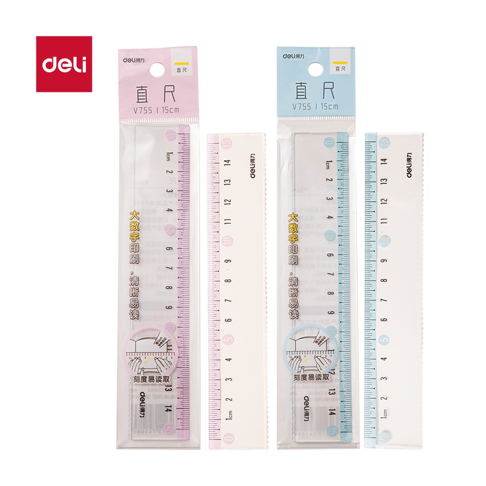 DELI/得力 时尚色彩系列仪尺 V755 颜色:混；尺寸:15CM 单位:把