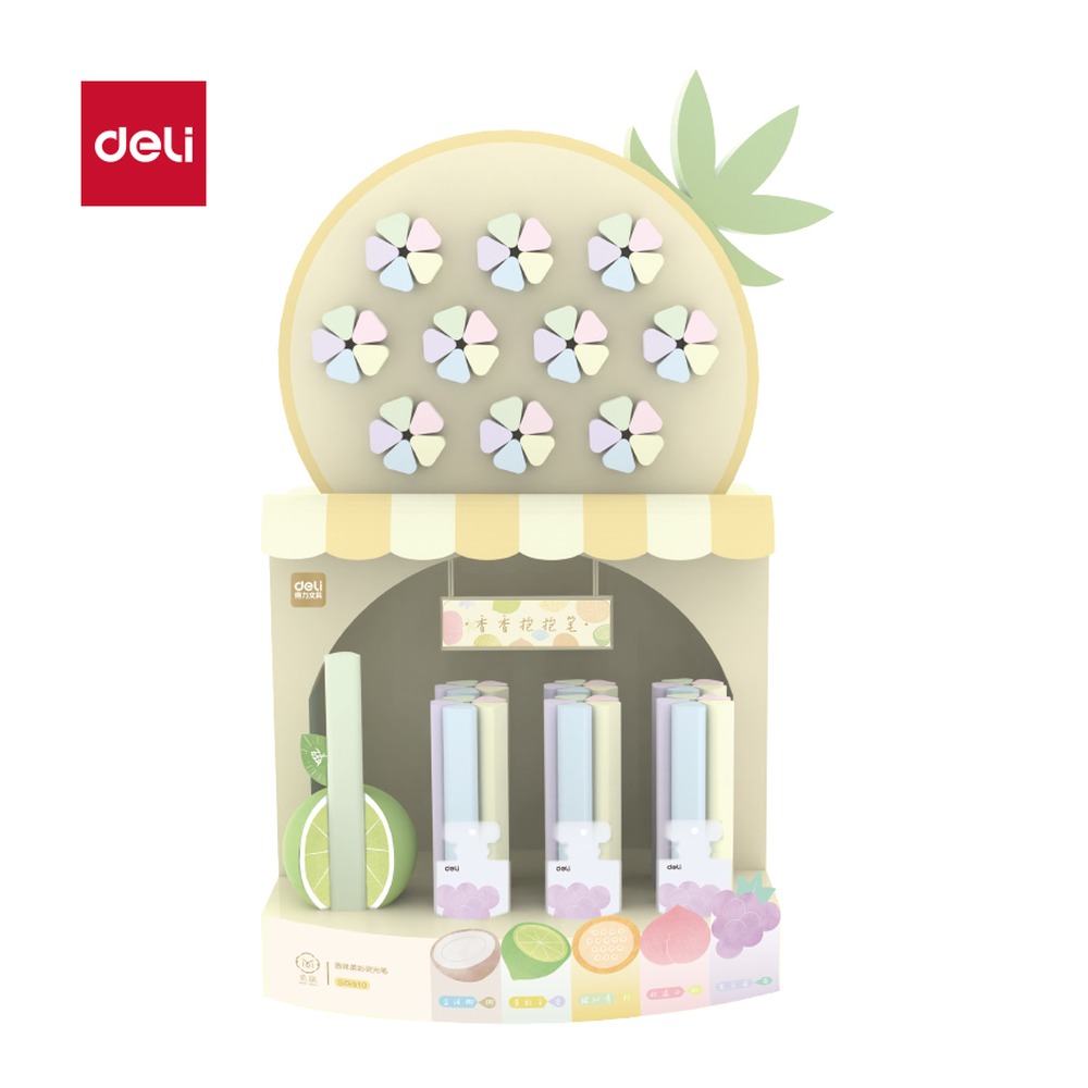 DELI/得力 磁吸香味柔彩荧光笔展架 SG510 颜色:混；包装:81支/架 单位:盒