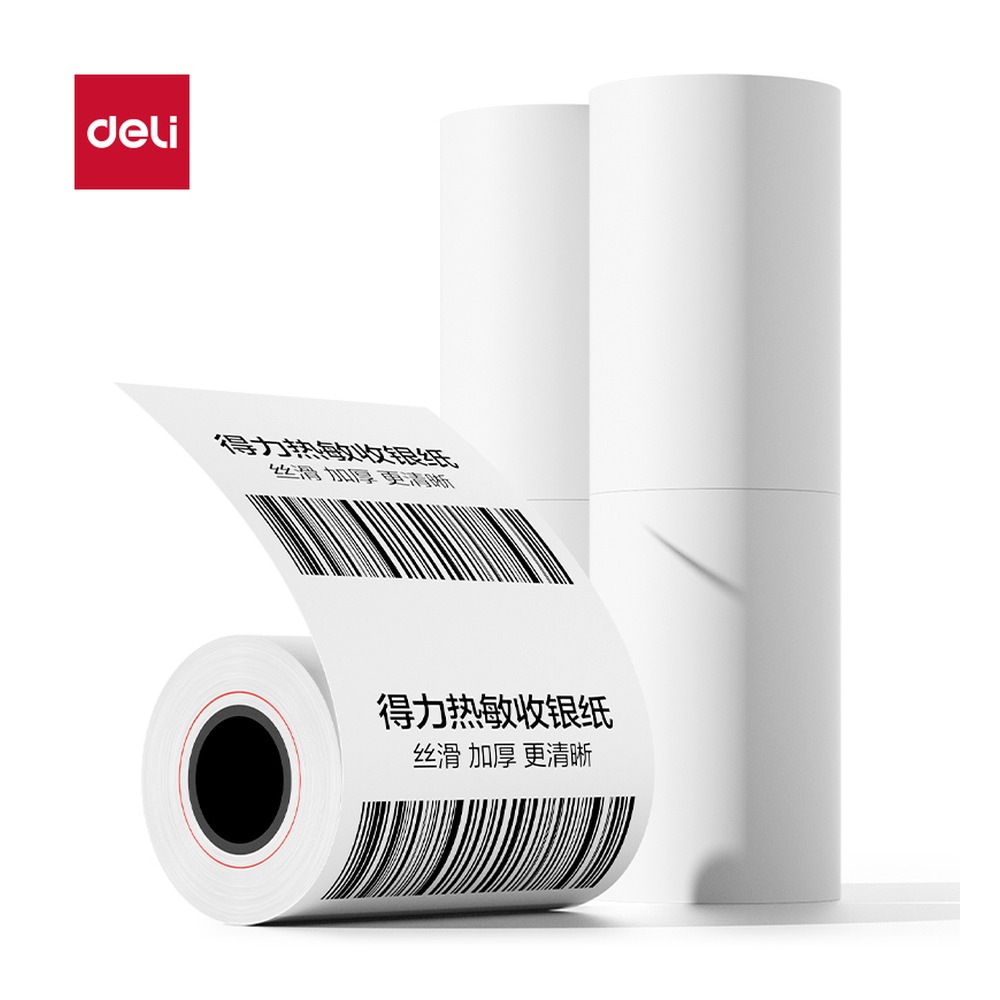 DELI/得力 塞纳河实惠装收银纸型 ZS601 颜色:混；尺寸:80*50；包装:5卷/包 单位:包