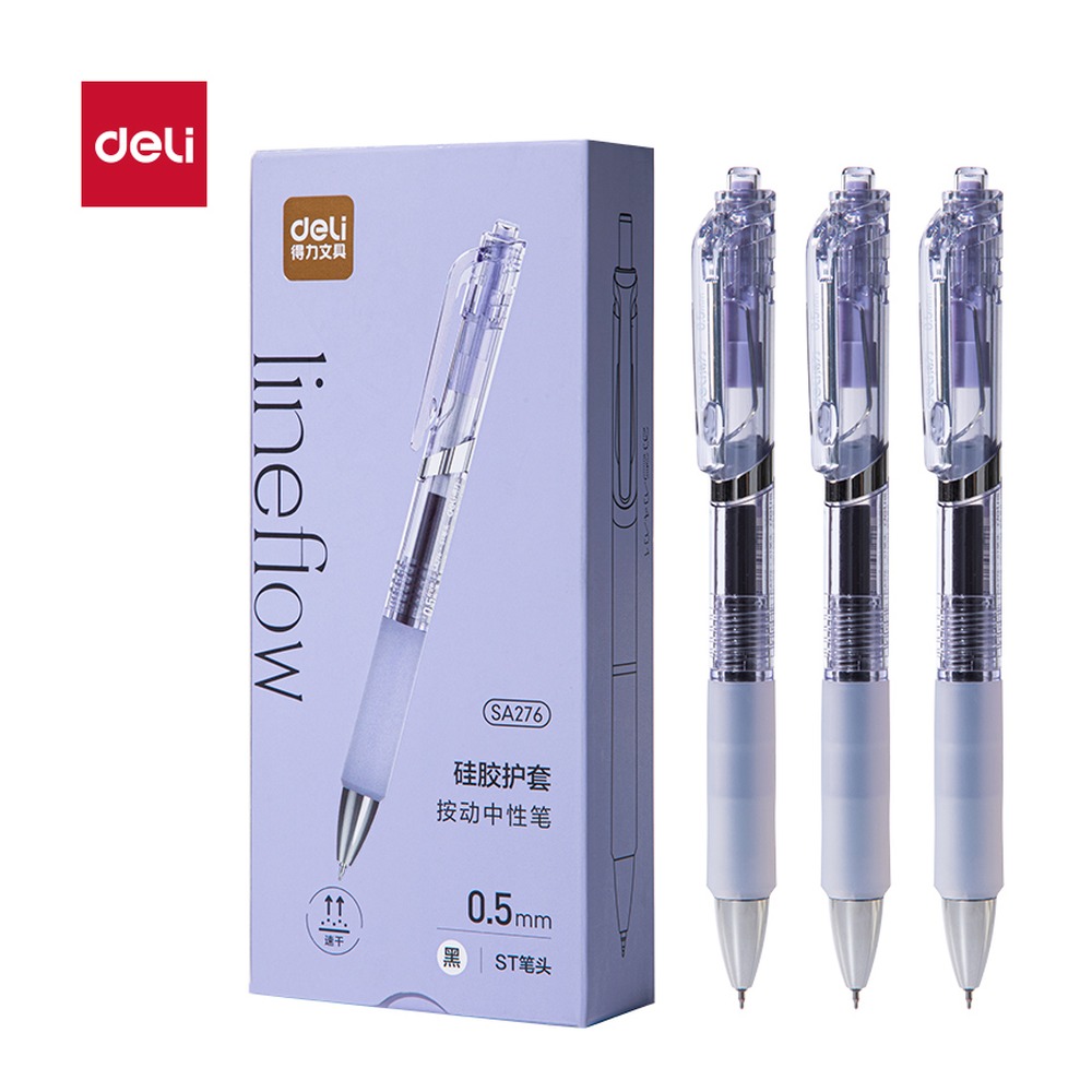 DELI/得力 速干按动常规中性笔 SA276 规格:墨水颜色；颜色:黑；笔芯规格:0.5mm ST头 单位:支