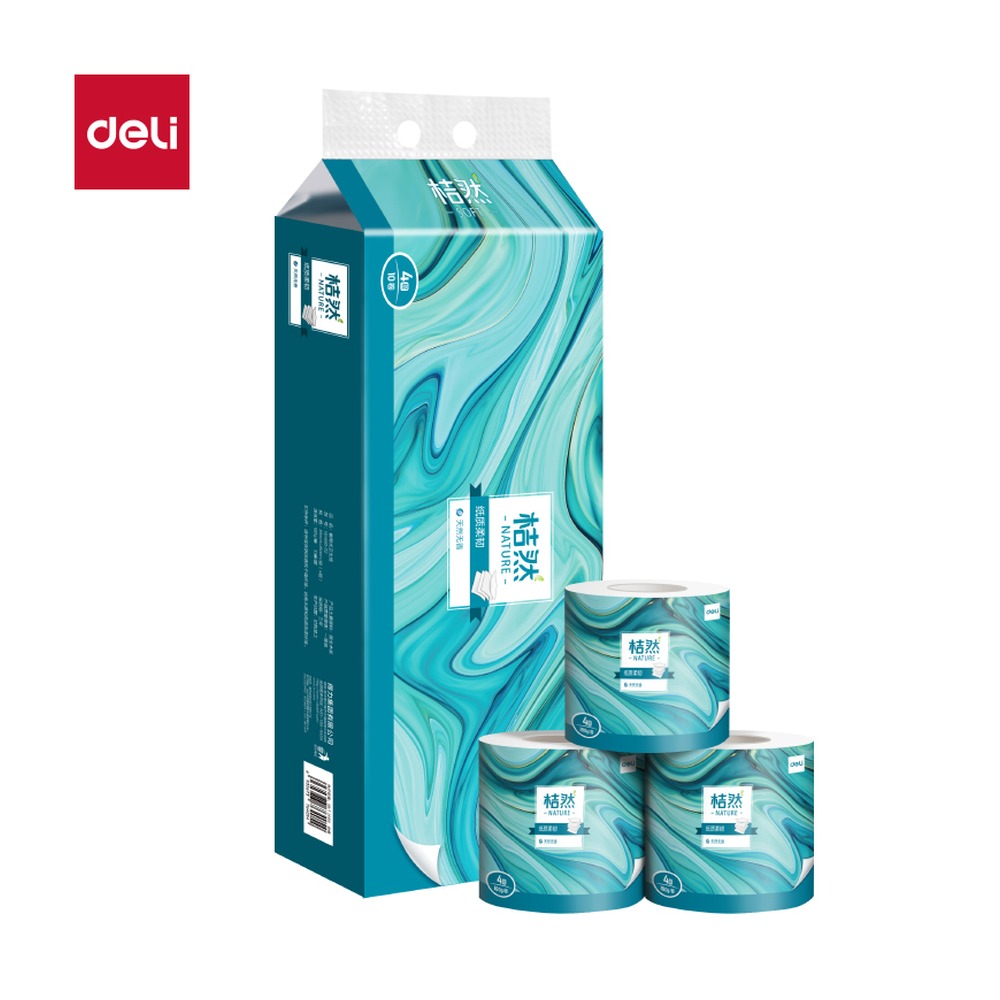 DELI/得力 有芯卷纸 WJ4180-02 颜色:绿；克重:180g；包装:10卷/提；其他:4层 单位:提