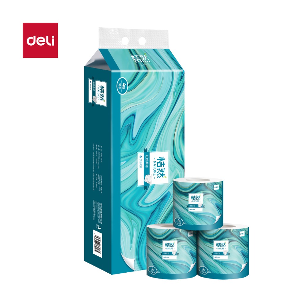 DELI/得力 有芯卷纸 WJ4140-02 颜色:绿；克重:140g；包装:10卷/提；其他:4层 单位:提