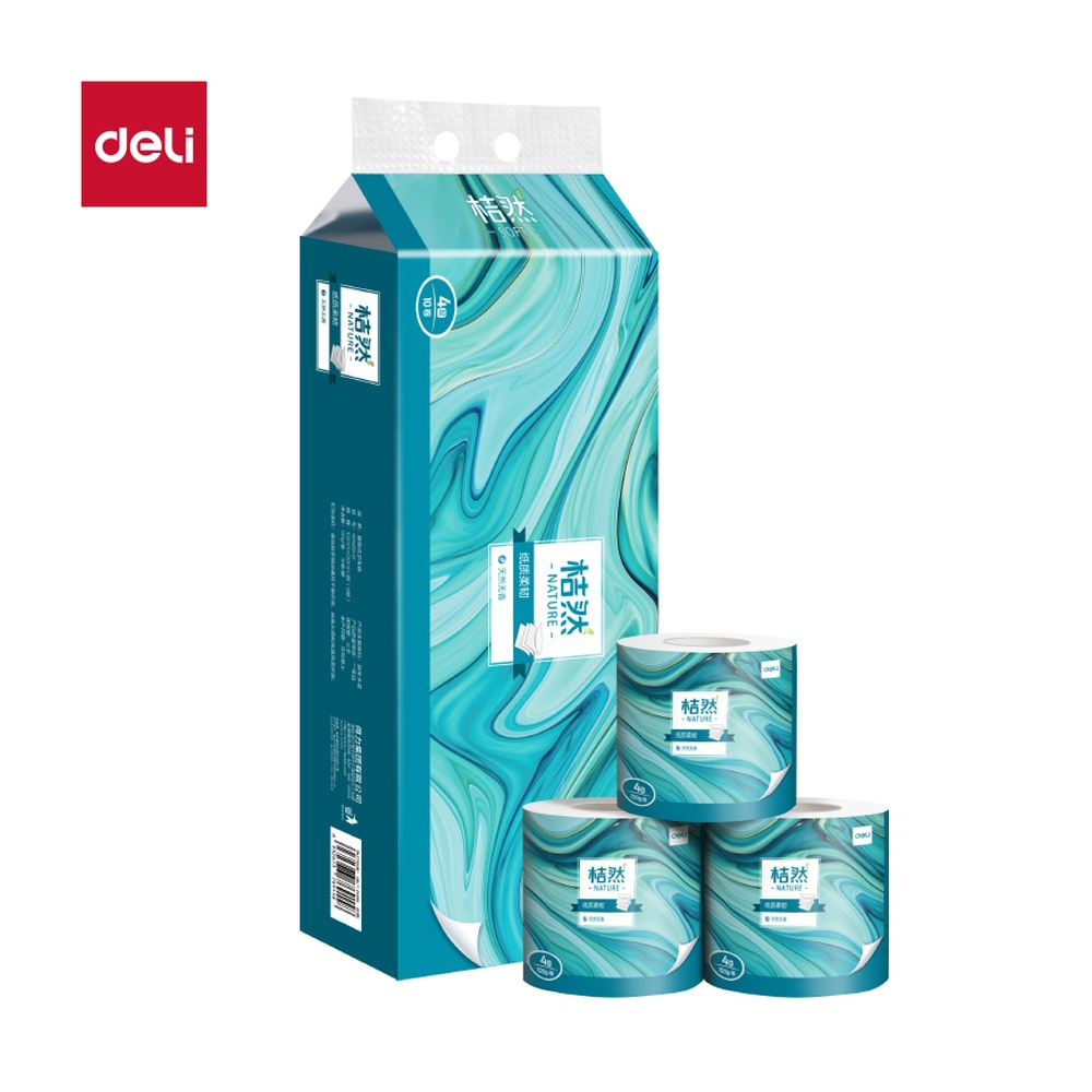 DELI/得力 有芯卷纸 WJ4120-01 颜色:绿；克重:120g；包装:10卷/提；其他:4层 单位:提