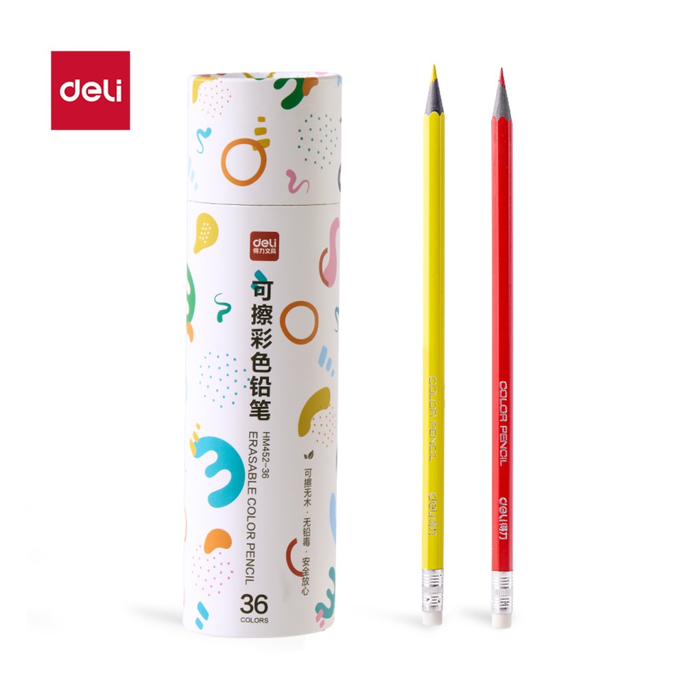DELI/得力 六角杆彩铅 HM452-36 规格:(直径65*203) mm 及；颜色:混 单位:筒