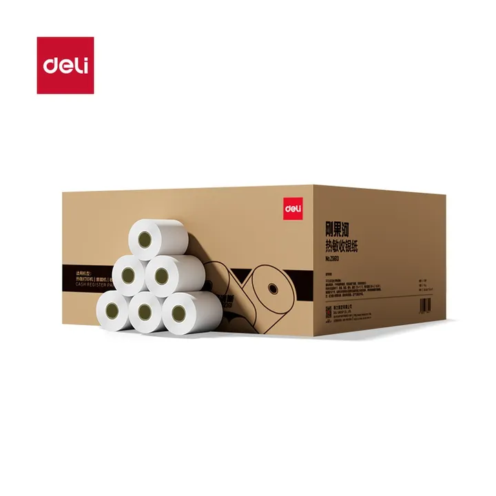 DELI/得力 刚果河收银纸型 ZS613 颜色:混；尺寸:80*80；包装:50卷/箱 单位:箱
