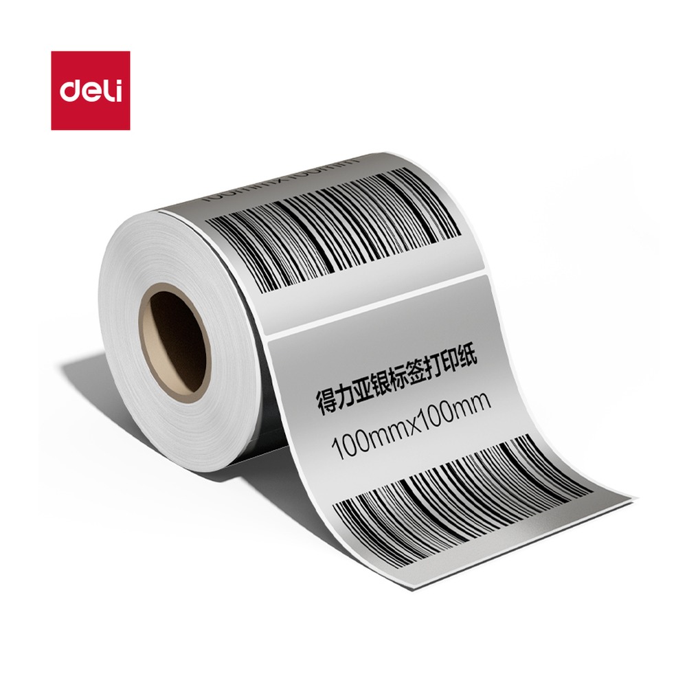 DELI/得力 亚银标签纸 ZG656 颜色:混；尺寸:100mm；包装:1卷/筒；笔芯规格:100mm 单位:筒