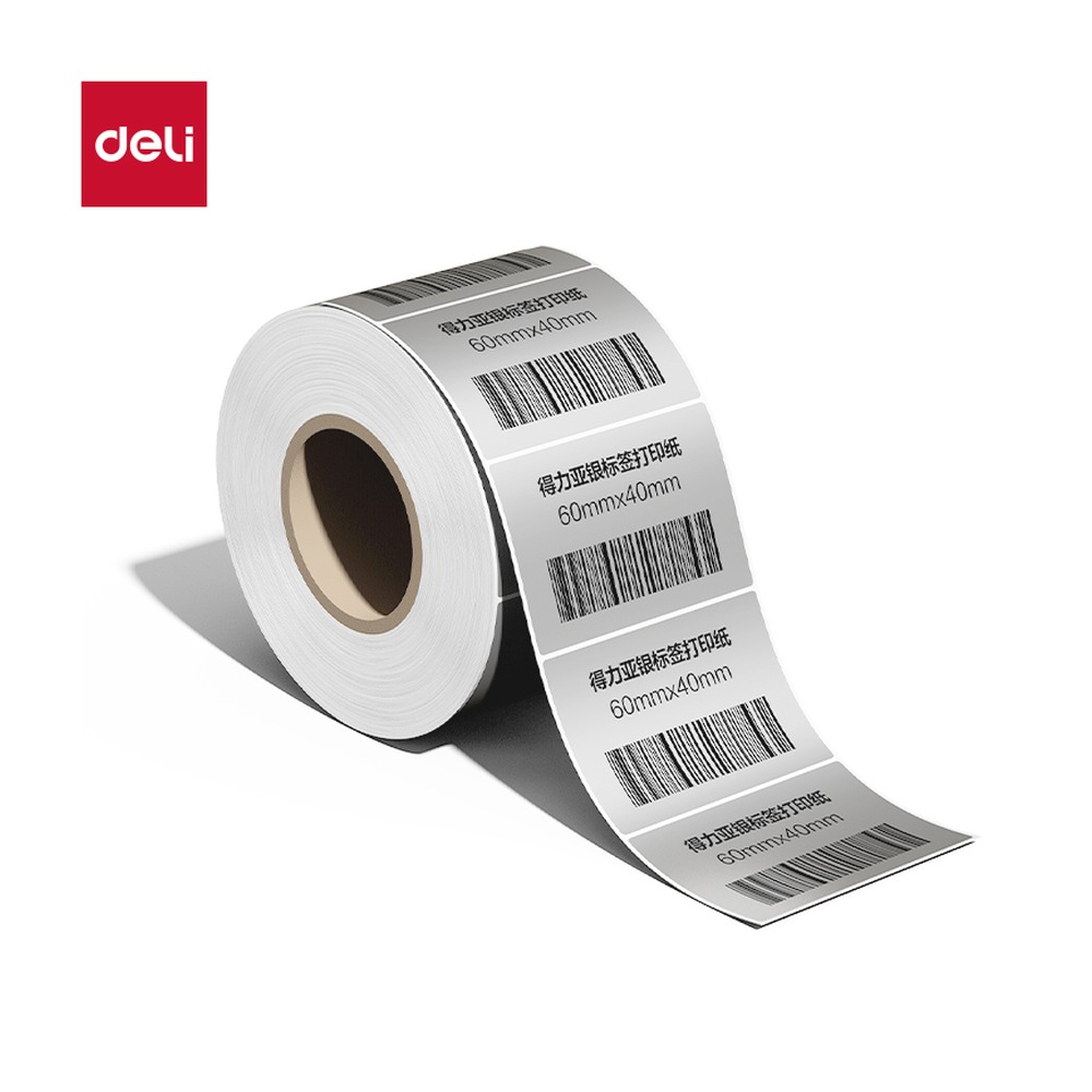 DELI/得力 亚银标签纸 ZG652 颜色:混；尺寸:40mm；包装:1卷/筒；笔芯规格:40mm 单位:筒