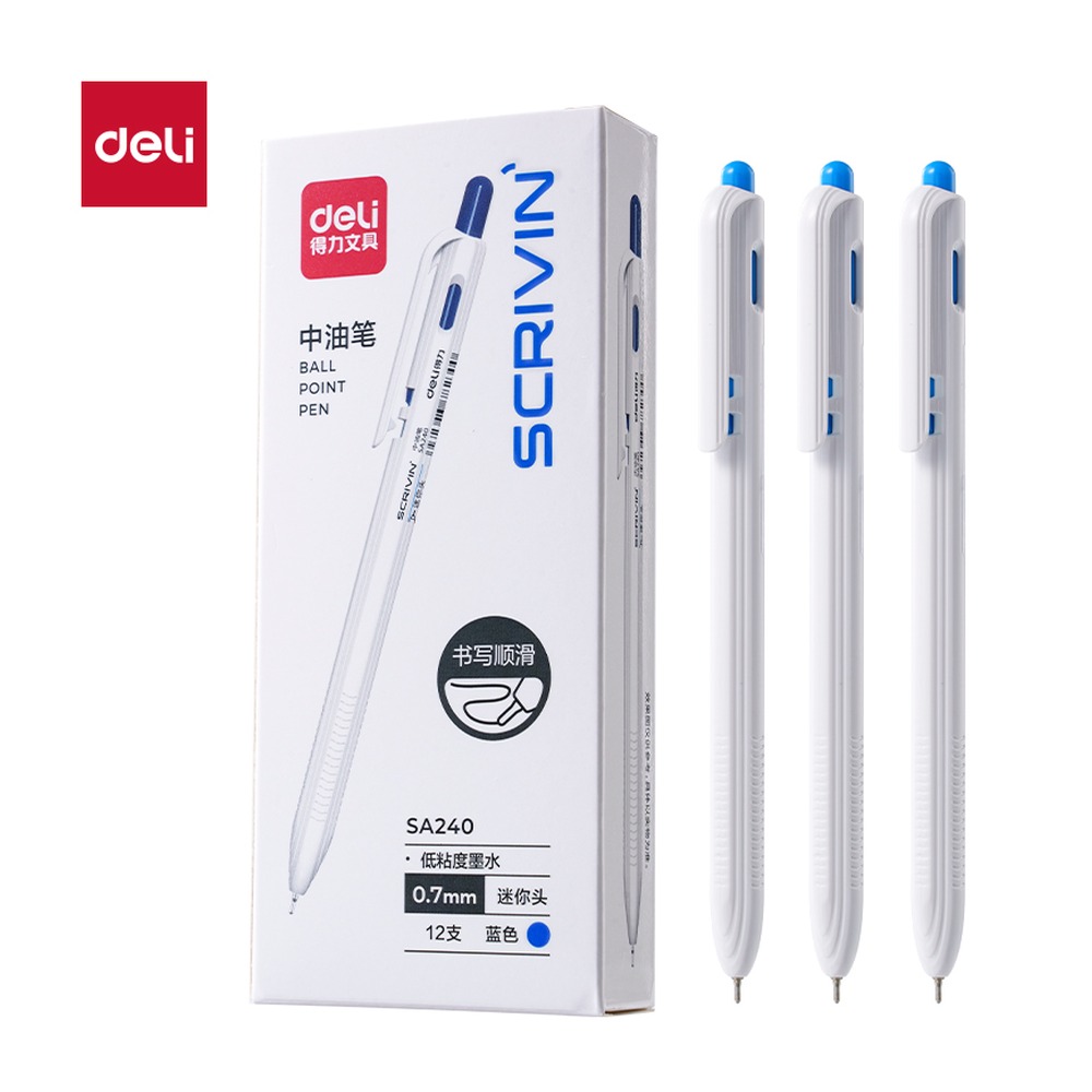 DELI/得力 按动中油笔迷你头 SA240 笔芯规格:0.7mm 单位:支