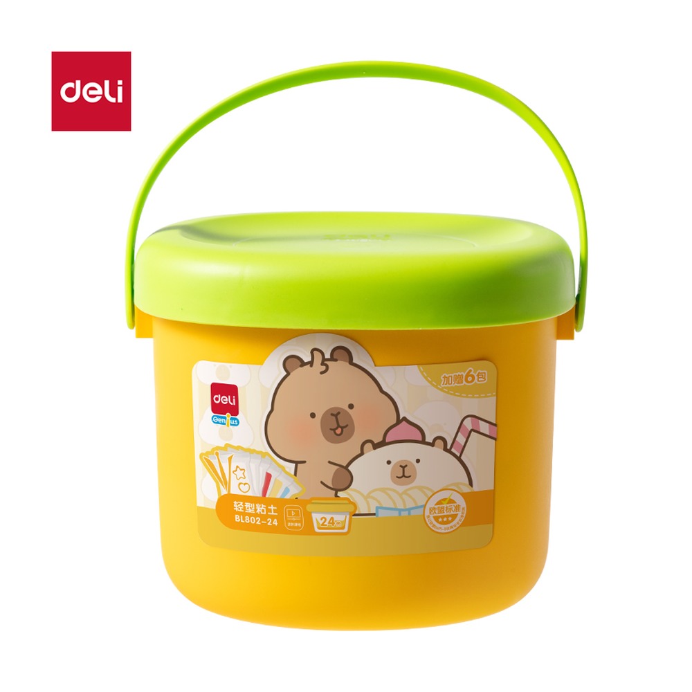 DELI/得力 卡皮巴拉桶装粘土+ BL802-24 颜色:混；包装:桶 单位:筒