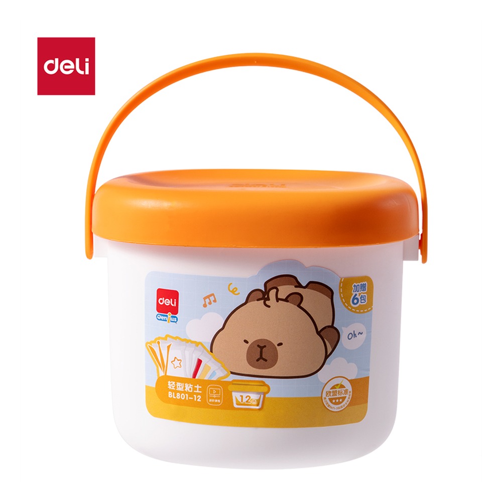 DELI/得力 卡皮巴拉桶装粘土+ BL801-12 颜色:混；包装:桶 单位:筒