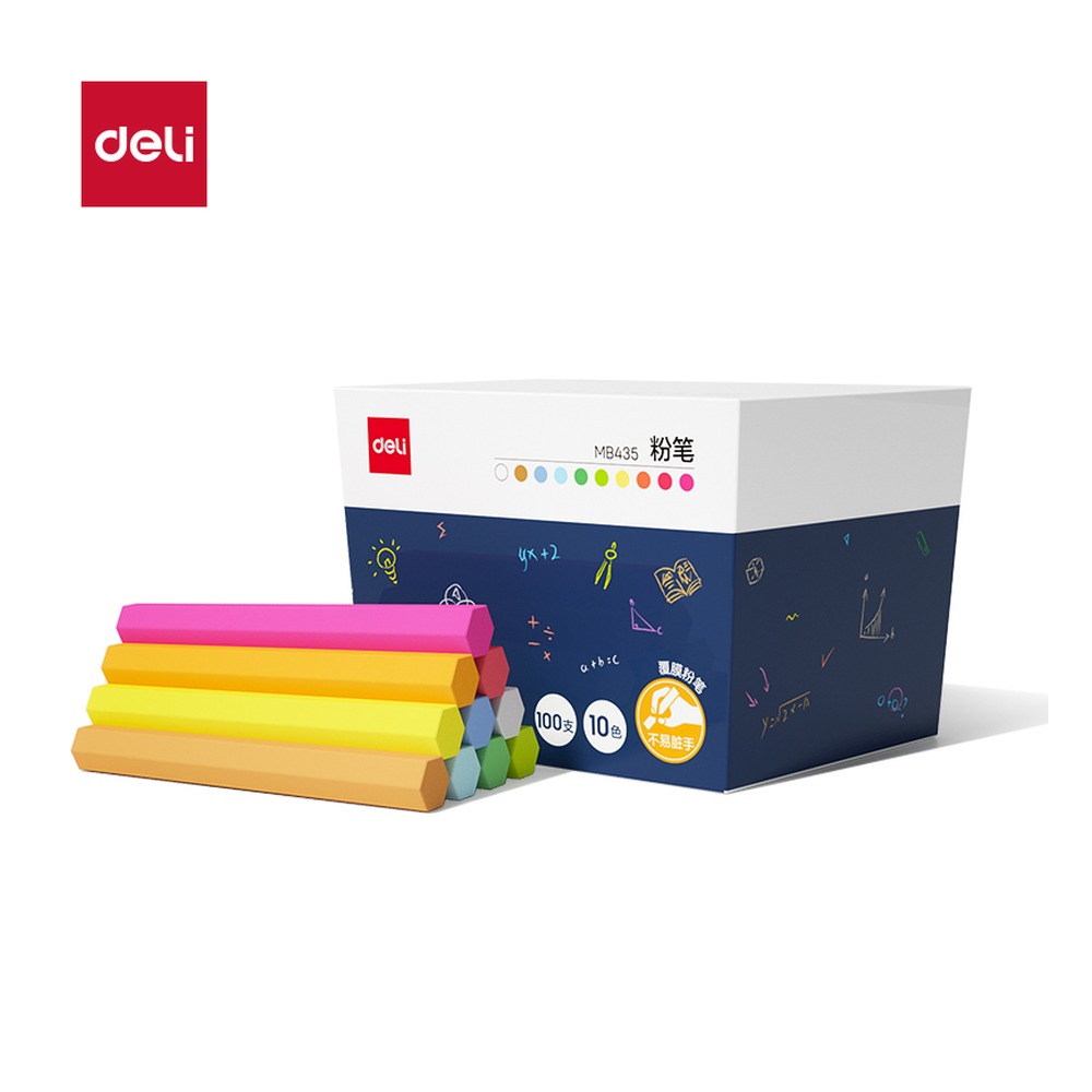 DELI/得力 覆膜粉笔 MB435 尺寸:74mm；包装:100支/盒；笔芯规格:74mm 单位:盒