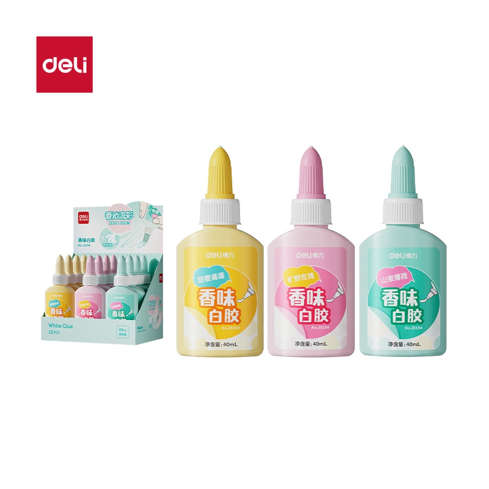 DELI/得力 香味白胶PVAC JS154 颜色:混；尺寸:40m；容量:40ml/瓶；包装:40ml/瓶 单位:瓶