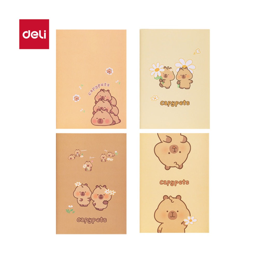 DELI/得力 卡皮巴拉缝线本 BL208 颜色:混；尺寸:A5；包装:4本/包；其他:40张；纸张规格:A5 单位:包
