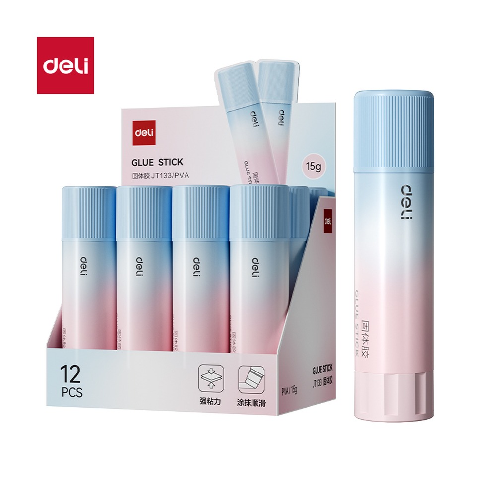 DELI/得力 渐变色PVA固体胶 JT133 颜色:白色；克重:15g 单位:支