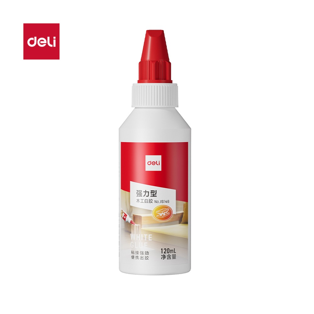 DELI/得力 高粘木工白胶PVAC JS146 颜色:白色；尺寸:120m；容量:120ml/瓶 单位:瓶