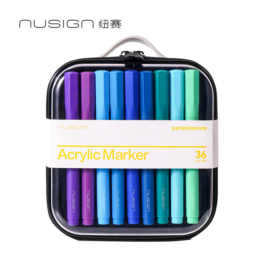 DELI/得力 包圆杆直液式丙烯马克笔 NS574-36 规格:(255x179x70) mm；颜色:混；包装:36色/包 单位:包