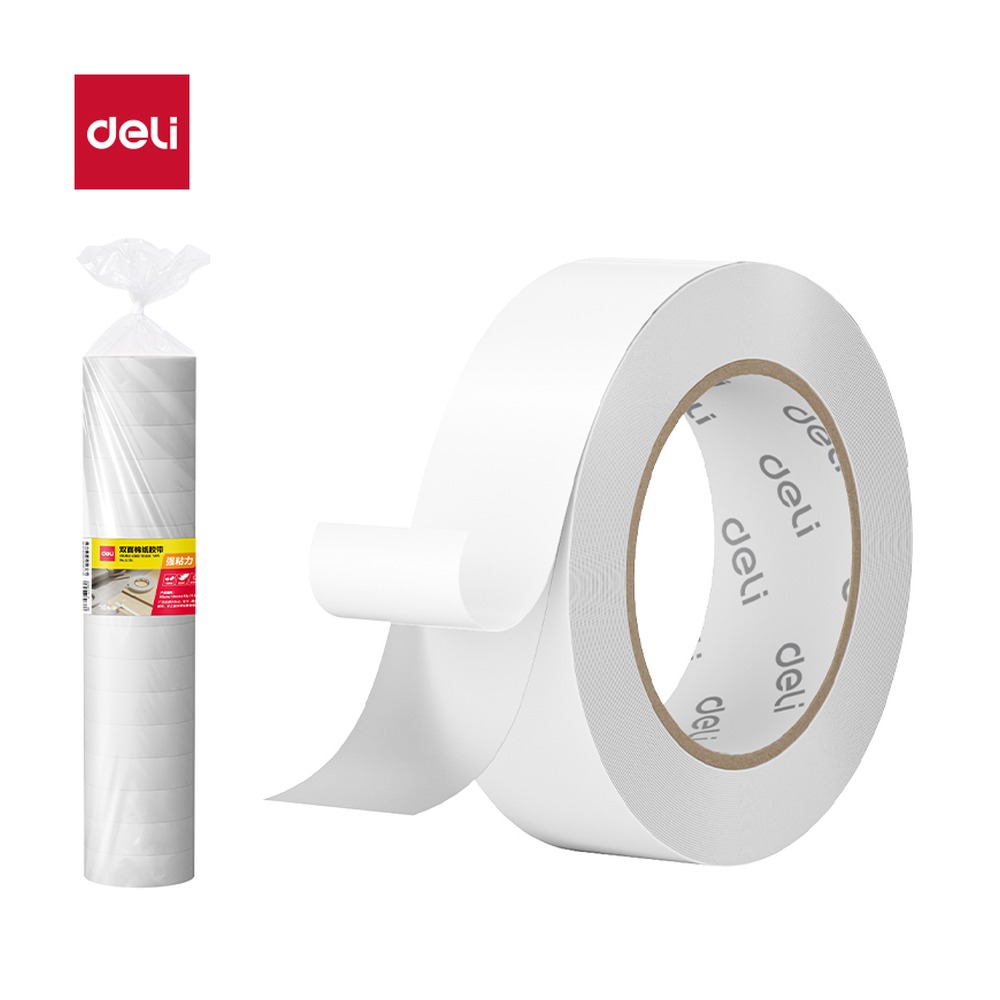 DELI/得力 双面胶带 JL124 颜色:白；材质:棉纸；尺寸:18mm*10；包装:16卷/袋；笔芯规格:18mm 单位:袋