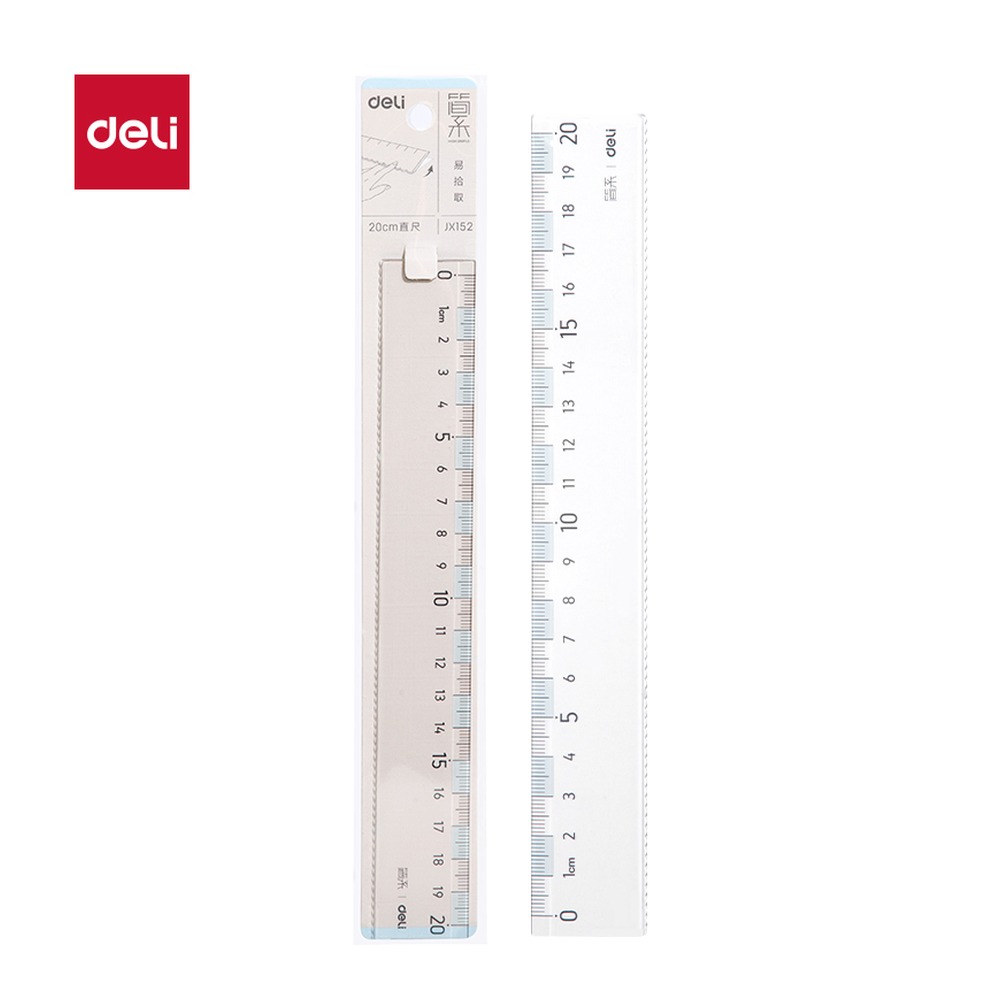 DELI/得力 简系直尺 JX152 颜色:蓝白；尺寸:20cm 单位:把