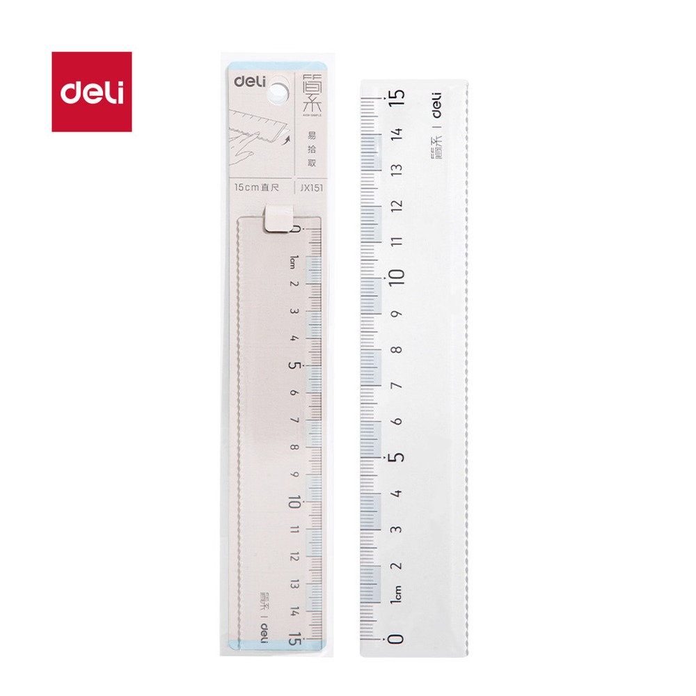 DELI/得力 简系直尺 JX151 颜色:蓝白；尺寸:15cm 单位:把